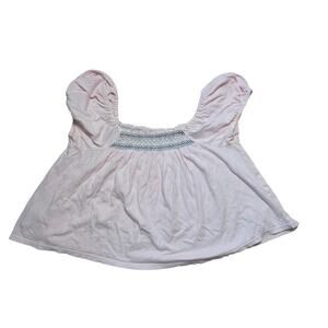 MADEWELL women's shirt, size medium, cropped, cotton blend; Pink BOHO baby doll